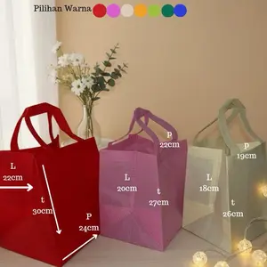 BagBox Spunbond UK 18 20 22 Kotak Lebar Lipat Samping Bahan Kain 75gsm Warna Merah Biru Orens Hijau Cream Kuning Magenta Belanja