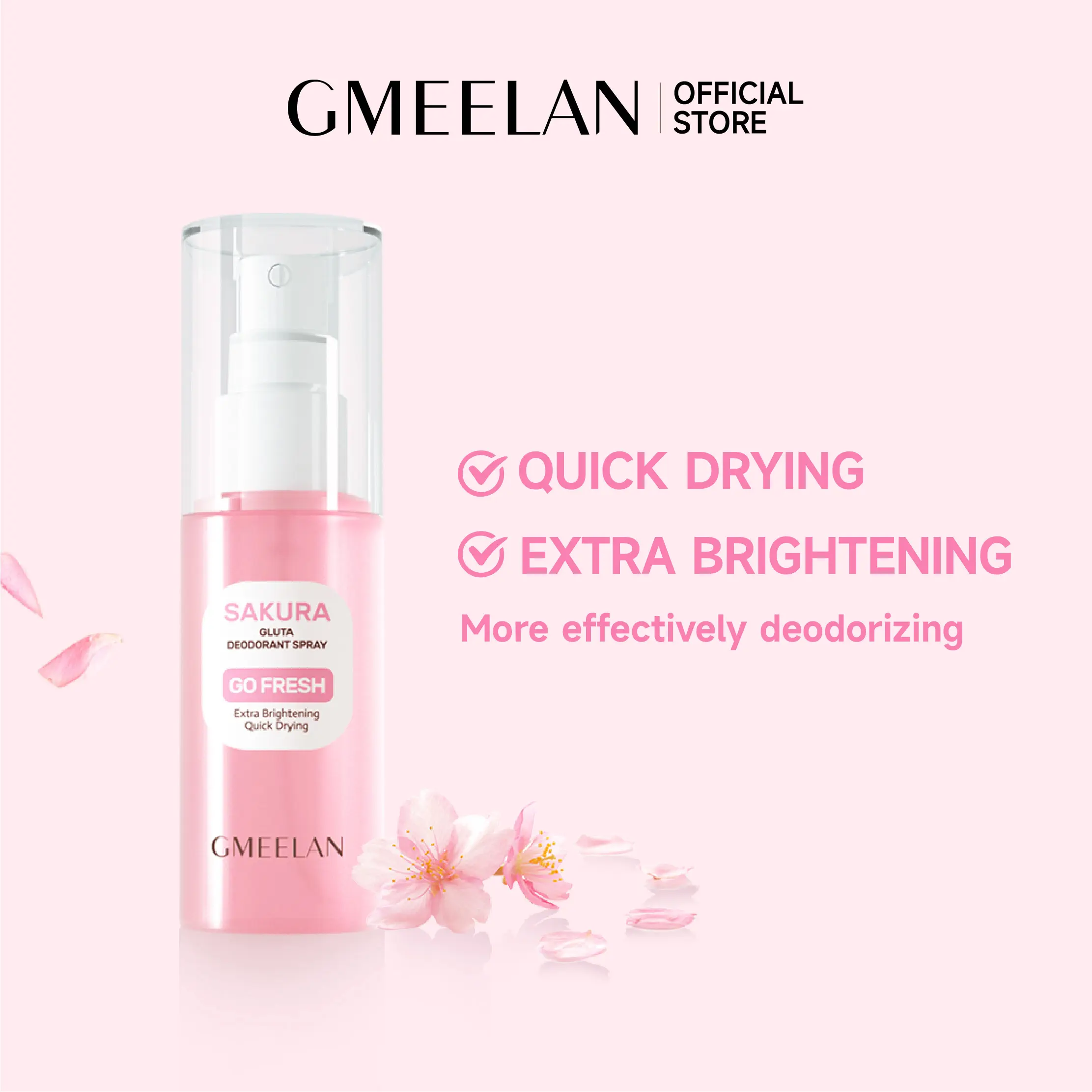 GMEELAN Sakura Gluta Deodorant Spray Brighten Up Underarms Antiperspirant 50ml Body Care Glutathione underarm  brightening