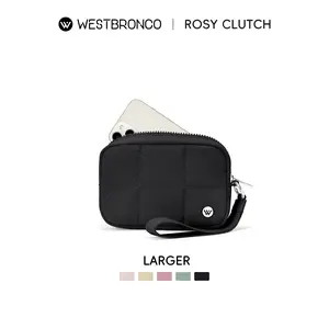 WESTBRONCO [PUFFER ROSY CLUTCH] Clutch/wrist bag tahan air dengan kapasitas besar,Bisa muat ponsel, Earphone, Bedak, Dan lipstik