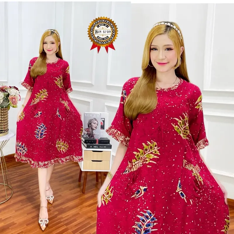 Daster Wanita Rayon Grade A Busui Resleting Depan Baju Tidur Daster Kekinian Batik Nyaman - Dress Wanita Bumil Lengan Pendek Motif Terbaru 0