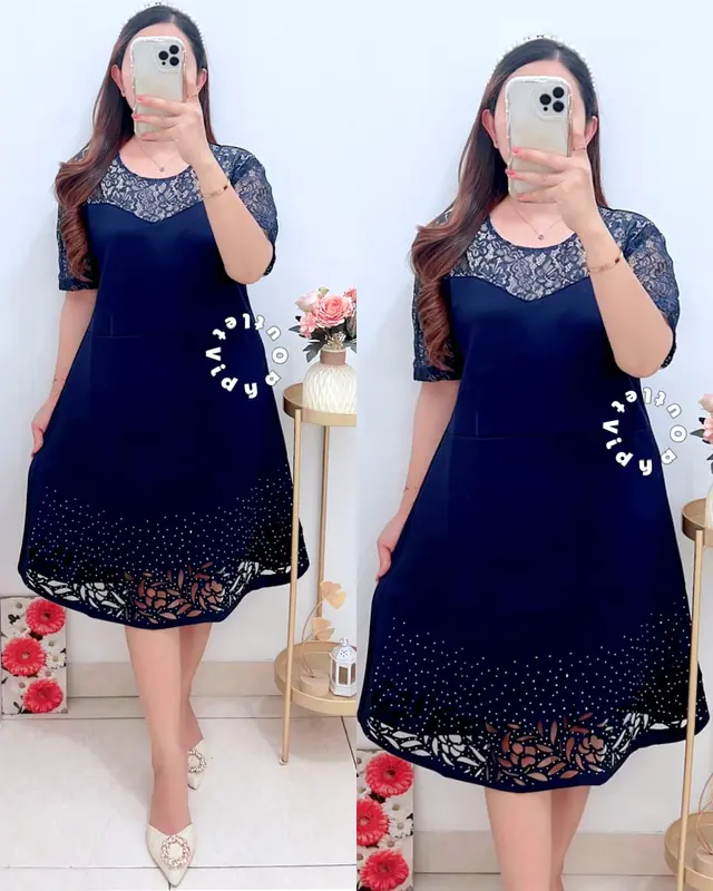 Dress Scuba - Pakaian Natal - Dres Pesta Wanita 8