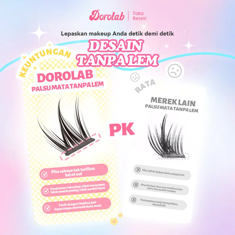 【Pengiriman 24 jam】DOROLAB 【Flower Series】【IRIS】【Tulip】【Hyacinth】Bulu mata palsu pemula bebas lem tidak perlu menggunakan lem bulu mata palsu dapat digunakan kembali Eyelash extension set 5
