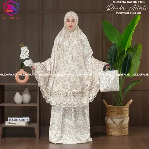 Mukena Dewasa Jumbo Katun Mix Foil Gliter Renda Mewah Milo Mix Twotone Import