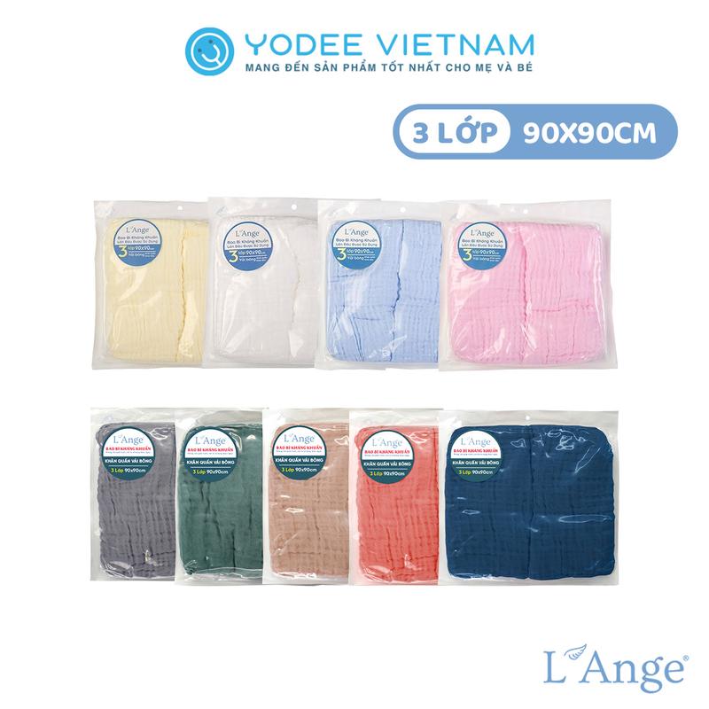  L’Ange Khăn quấn Khăn che cho bé bú Chăn đắp vải bông 3 lớp 90x90cm  set 2 cái  