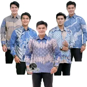 BATIK PRIA DEWASA. VARIAN WARNA BIRU/ KEMEJA BLUES SERIES Atasan Panjang