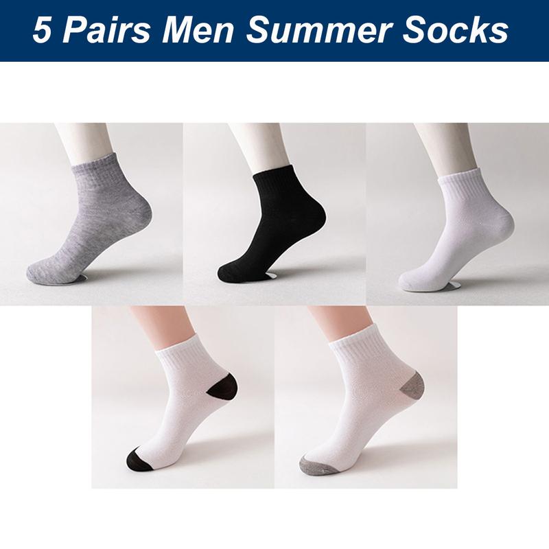 5 Pairs Popular Spring And Summer Men's Sports Socks Thin Comfortable Breathable Wear-resistant Polyester Socks Wholesale Size 38-43 0