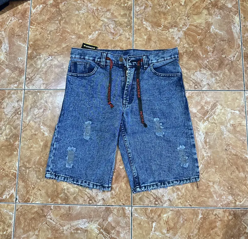 Celana Jeans Pendek Pria Sobek Bahan Jeans Non Strit Premium Tebal Tidak Melar Model Kekinian Terbaru - Harga Termurah Jumbo Ready 65 kg 0