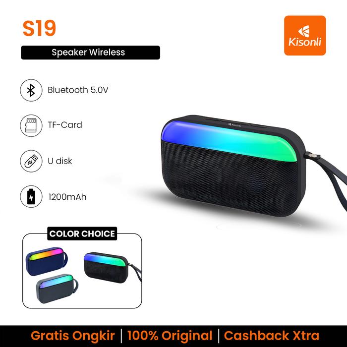Promo KISONLI Speaker Bluetooth Wireless S19 Slim Fit RGB Light ...