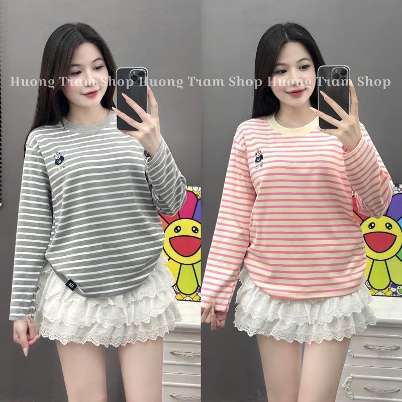 DEAL SALE ÁO DÀI TAY KẺ SỌC GẤU M 35-60kg - áo thun đông nữ đẹp 2025 chất liệu cotton borip co giãn 4 chiều mềm mát ,Back to school ,Hương Trầm Shop
