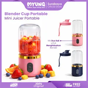MYUNG Blender Cup Portable Mini Juicer Portable Juice Maker Mini Fresh Juicer Blender Portable 6 Mata Pisau Kapasitas 400ml