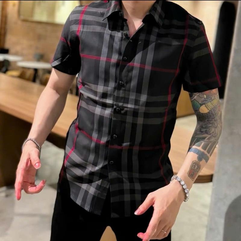 Áo sơ mi nam mẫu mới sọc caro đen vải cotton dày dặn sang trọng phong cách