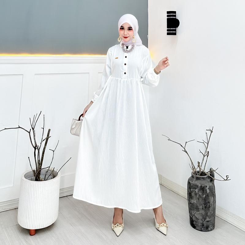 Product Introduction of Sherila midi dress Polo linen premium busui friendly bahan adem 3