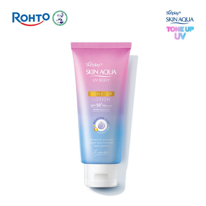 Kem chống nắng nâng tông body Skin Aqua dưỡng thể sáng mịn Sunplay Skin Aqua UV Body Tone up Lavender Lotion SPF 50+ PA++++ 130g