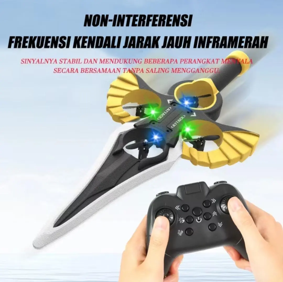 Mainan RC DRONE PEDANG TERBANG LED 2.4G Pedang Mainan Remot Sensor Gravitasi