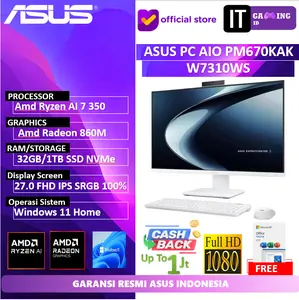 PC AIO ASUS PM670KAK RYZEN AI 7 350 32GB 1TB W11+OHS 27.0FHD IPS K+M WLESS WHT -W7310WS