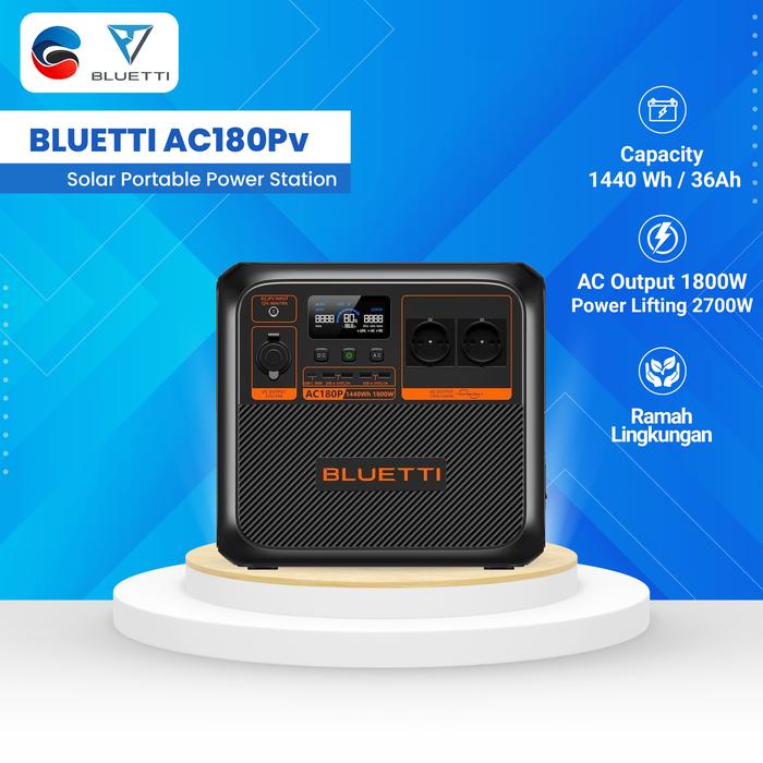 Gambar BLUETTI AC180P Solar Portable Power Station 1800W 1440Wh Power Supply Portable Outdoor Camping Battery dari GROSIRIA.ID Kota Surabaya Tokopedia