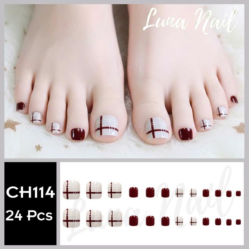 Móng chân Giả Thời Trang Kèm Keo Dán silicon CH114