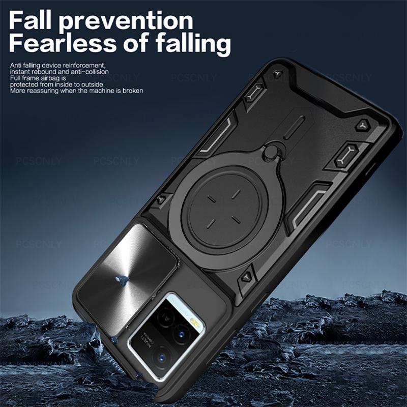Product Introduction of Shockproof Armor Phone Case For VIVO Y21 Y21s Y21t Y21g Y21a Y21e Y33s Y32 Y33t T1x Holder Casing Camera Protection Sliding Hard Back Cover New Design V2111  V2110  V2135  V2152  V2109  V2158A  V2143 5