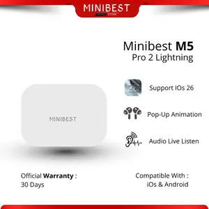 [ New M5 Pro 2 Series ] Minibest M5 Pro 2 True Wireless Stereo TWS Headset Headphones Earbuds Bluetooth Wireless Charging + Gratis Premium Silicone Case Bass Earphone