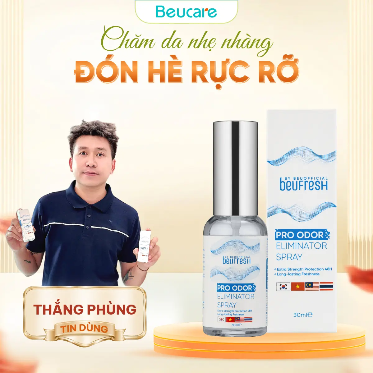 BEUFRESH PRO Xịt Khử Mùi Toàn Thân Tay Chân Nách cho Nam, Nữ Cảm Giác Dễ Chịu, Xịt Khử Mùi Cơ Thể Hỗ Trợ Giảm Thiểu Mồ Hôi Không Bị Ố Vàng - XN001