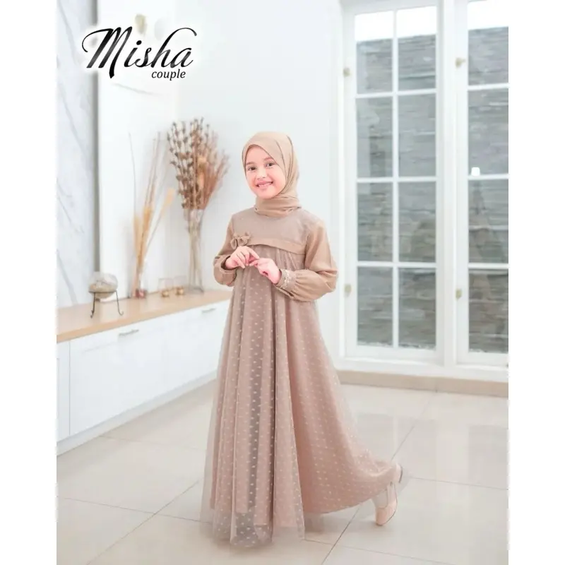 MISHA KIDS GAMIS ANAK PEREMPUAN USIA 7-10 TAHUN / GAMIS MUSLIMAH ANAK TANGGUNG PEREMPUAN / GAMIS POLOS ANAK / Polos Polos Hitam Dress Baju Mewah Syari Rose Panjang Remaja Simple 2025