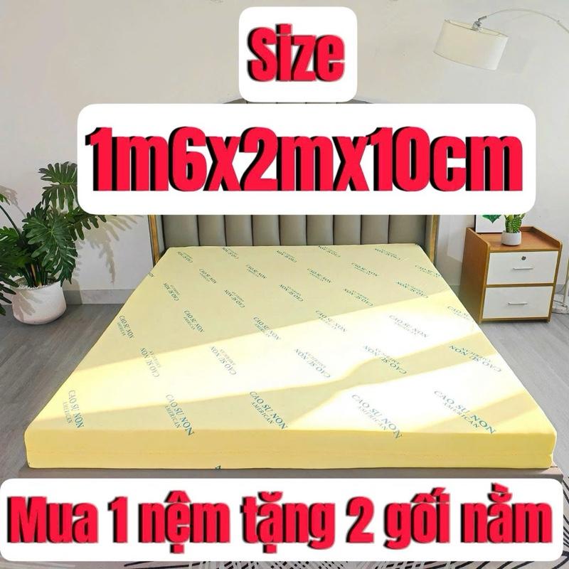  Nệm cao su non. K phải cao su thiên nhiên .1M6X2M0x10CM.Tặng 2 gối hơi 
