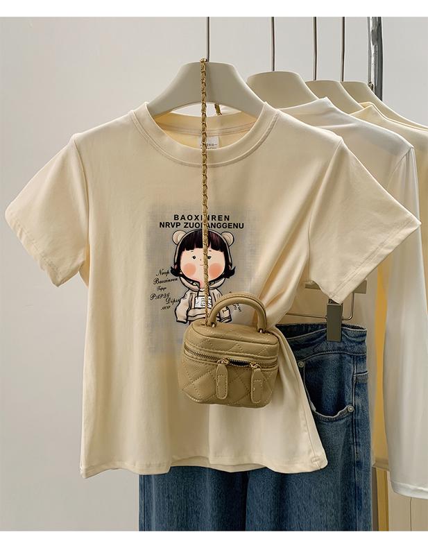 Áo Thun ngắn Tay Phong Cách Hàn Quốc, Chất Liệu Cotton 100%, Ngoại Cỡ, Dành Cho Nữ Và Nam, In Hình, Dáng Rộng Vừa Vặn, Cổ Tròn, Quần Áo Thời Trang Women Top