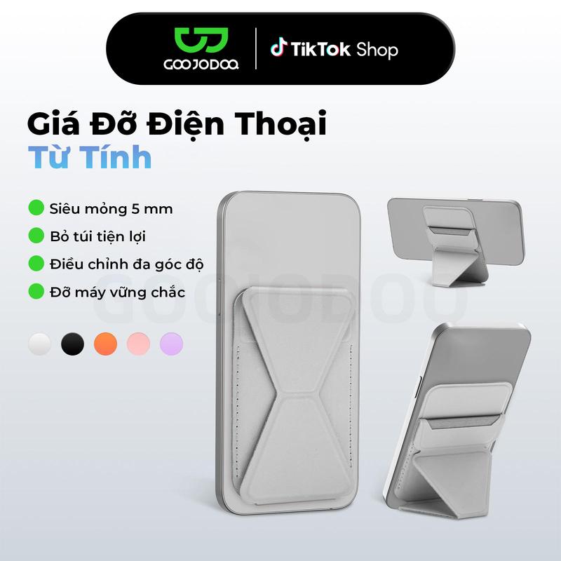GOOJODOQ Giá Đỡ Điện Thoại Từ Tính Siêu Mỏng 5mm Kèm Ngăn Đựng Thẻ Thiết Kế Chắc Chắn Gọn Nhẹ Linh Hoạt