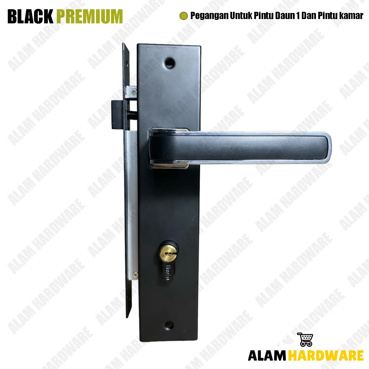 Kunci Pintu Rumah Set Handle Hitam Ukuran Besar Sedang Kecil Gagang Pintu Minimalis Kamar Utama
