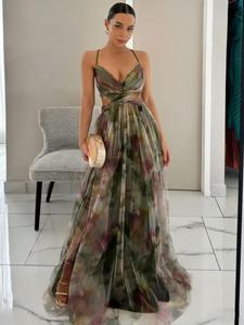 Vestido sexy de verano para mujer, sin mangas, cuello en V y lazo en la espalda, vestido largo, tela suave y cómoda, perfecto para fiestas y bodas