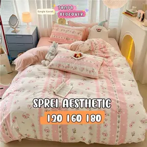 SPREI TANPA BEDCOVER single karet !!! SPREI AESTHETIC HOMEMADE 120 160 180 x 200 / SPREI SATU SET SARBAN SARGUL TINGGI 20 CM SINGLE KARET free sarban sargul  Sarung Bantal Seprei
