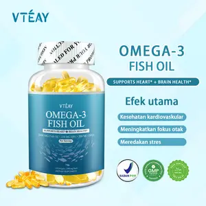 VTEAY Omega-3 Fish Oil Kaya akan EPA & DHA -2000mg -30/60/120 Kapsul Minyak Ikanuntuk Jantung Otak Sendi dan Kulit Natural Safe Effective