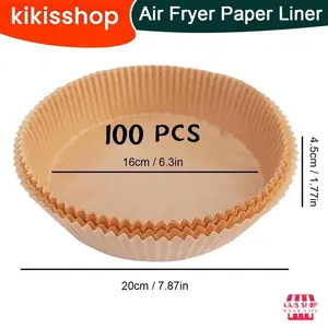 Kertas Alas Air Fryer Anti Lengket (50/100PCS) / Baking Paper Tahan Minyak Sekali Pakai / Kertas Air Fryer Tahan Minyak