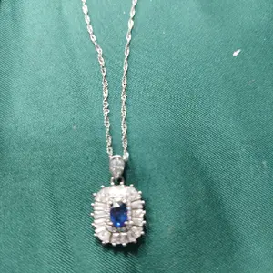 Natural Crystal blue Sapphire kalung pendant