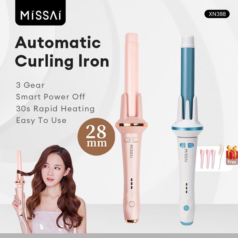 (BISA COD) MISSAI 28MM Catokan Curly Otomatis Catokan Keriting Rambut Otomatis Ceramics Curly 3 Level Penyesuaian Suhu Libra Hair Curly Styler XN388 Elektrik Sisir Merah 1