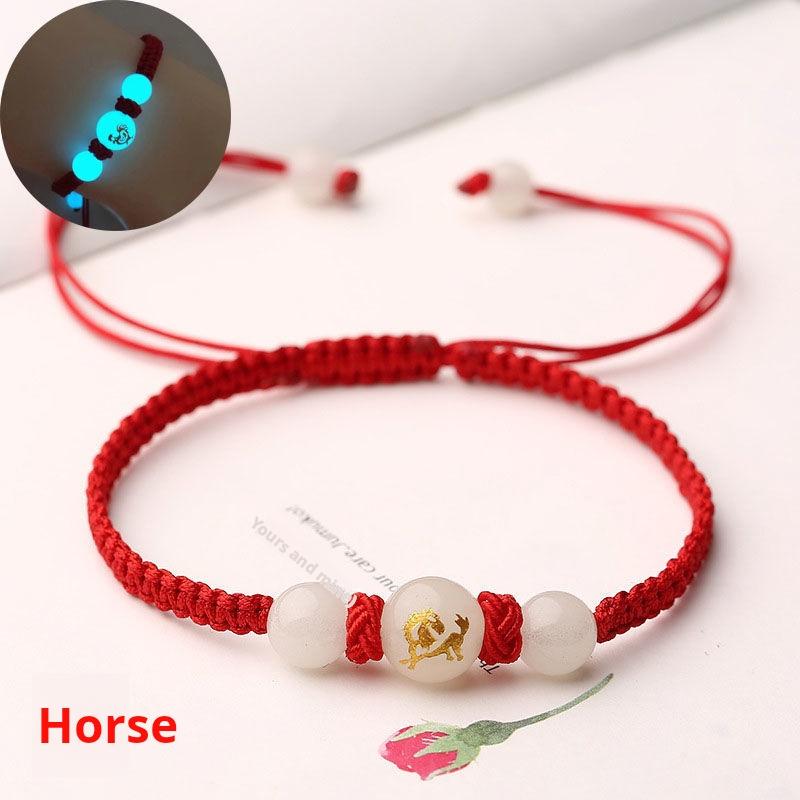 Product Introduction of Women's bracelet, red rope luminous bracelet, luminous stone luminous gemstone 12 zodiac woven bracelet, couple bracelet for men and women, bring it for safety. nazar  bracelet chinese jewelry year snake red  string  bracelet 27