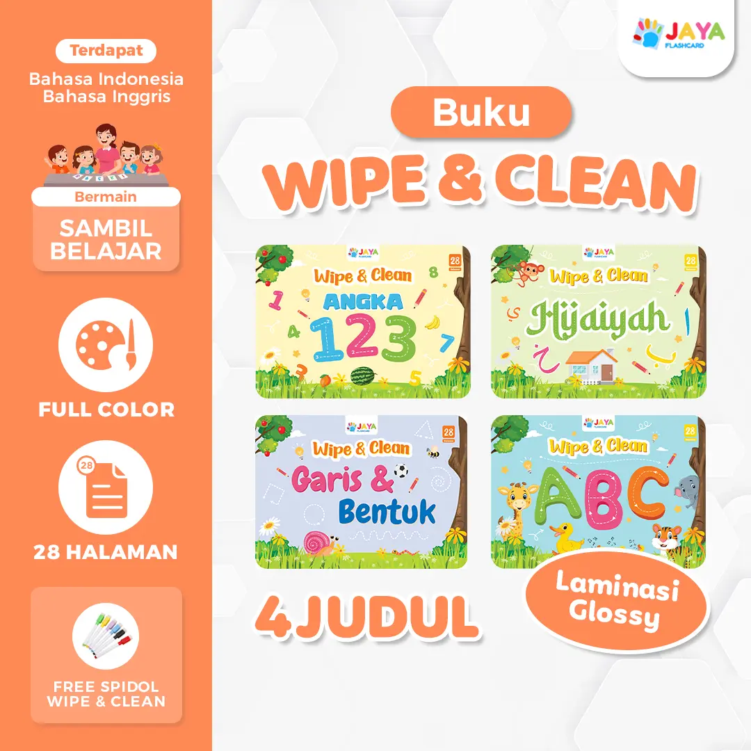 Buku Edukasi Anak Wipe & Clean 28 HALAMAN FREE 1 SPIDOL Stationery Paper