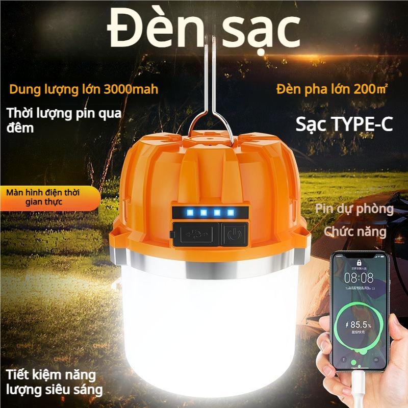 Đèn ngoài trời siêu sáng Cầm Tay có thể sạc lại USB bóng đèn LED thích hợp cho chợ đêm và gian hàng tuổi thọ pin dài đa chức năng pin 3000 mAh không dây không thấm nước