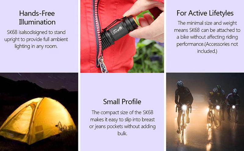 Product Introduction of UltraFire SK68 5-Pack Mini Tactical Flashlights, 3-Mode Adjustable Focus EDC Keychain Multifunctional Ultra Bright 300 Lumens Lighting Tool, Portable and Durable 2