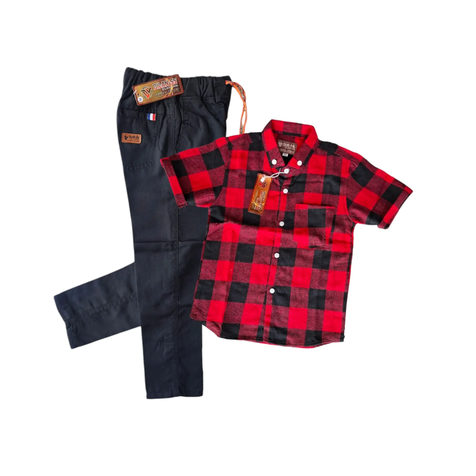 setelan kemeja flanel anak laki laki Fashion Pakaian