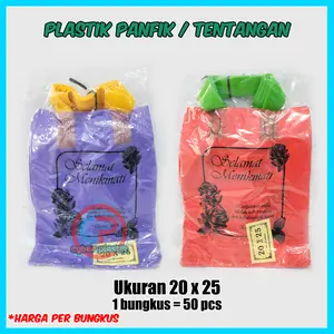 Kantong plastik hajatan shoping bag warna random | panfik plastik tenteng 20x20 20x25 isi 50 lmb