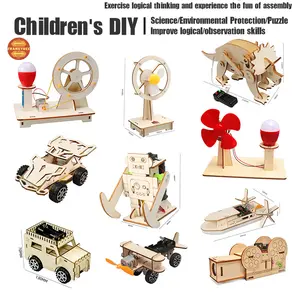 Frankybee Mainan Edukasi Anak DIY Moon Rover Rakitan Robot Car Rakitan Generator Bohlam Kayu Untuk Anak Belajar Pengetahuan Toys Solar Powered Space Exploration Vehicle