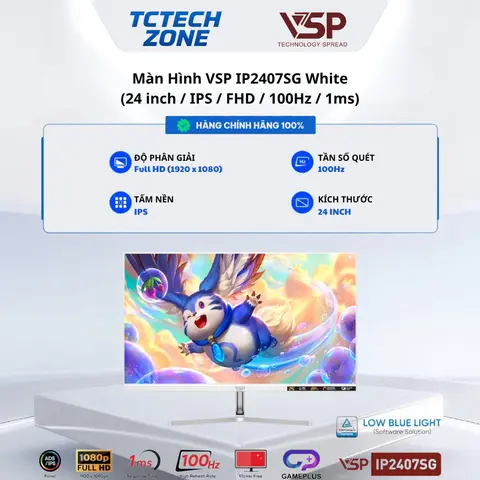 Màn hình VSP IP2407SG Black/White (24inch / IPS / FHD / 100Hz / 1ms) Chính Hãng 100%