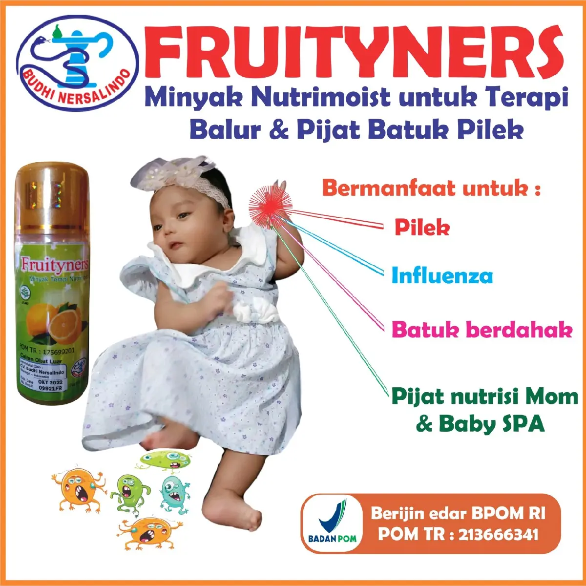 Frutyners Nutrimoist oil meredakan gejala batuk pilek pada anak