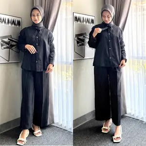 Setelan Celana Salur Semi Wool AMBARI - Oneset Salur Terbaru
