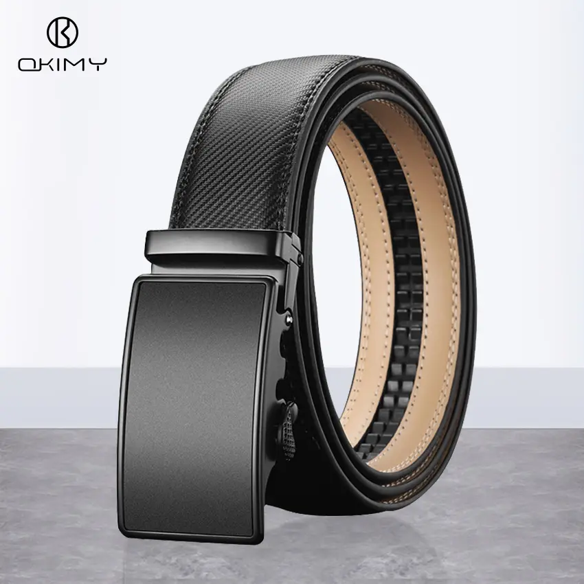 OKIMY Men's Belt Men Fashion Belt Men Genuine Leather Belts Pattern Belt Automatic Buckle Belts Brand Luxury High Quality Business Strap Male Waistband for Men