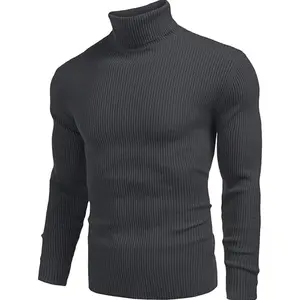 Kaos Turtleneck Pria Lengan Panjang Turtle Neck Dewasa Hitam Putih Polos Baju Kerah Knitwear