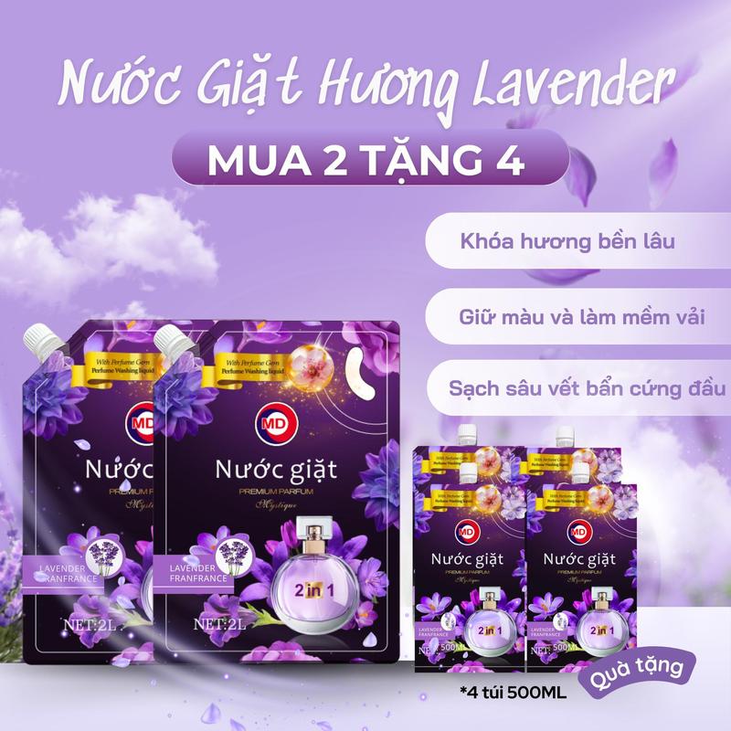  Nước Giặt Xả MD 2in1 - Mùi Hoa Oải Hương 2kg  Túi 