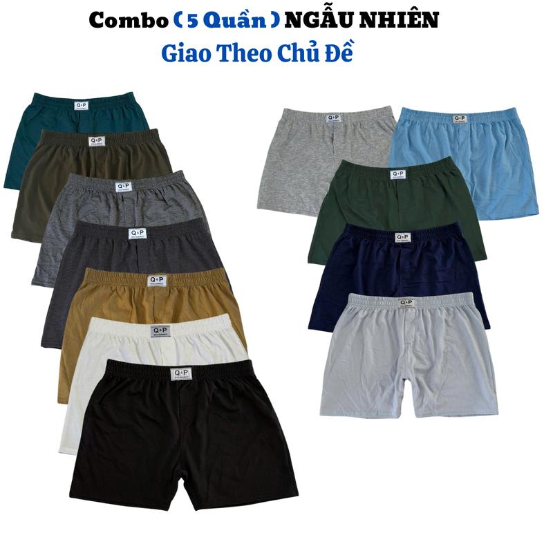 Combo 5 Quần Short Mặc Nhà Mặc Ngủ Nam Nữ Thun Màu Trơn Mẫu Mới Chun Co Giãn Trẻ Trung Quần Lót Boxer Cotton Sịp Quần Boxer Menswear