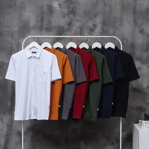 Dzargo Kemeja Polos Pria Lengan Pendek Pique Premium (Hitam, Putih, Army, Navy, Maroon, Grey, Dark Mustard, Baju dll)